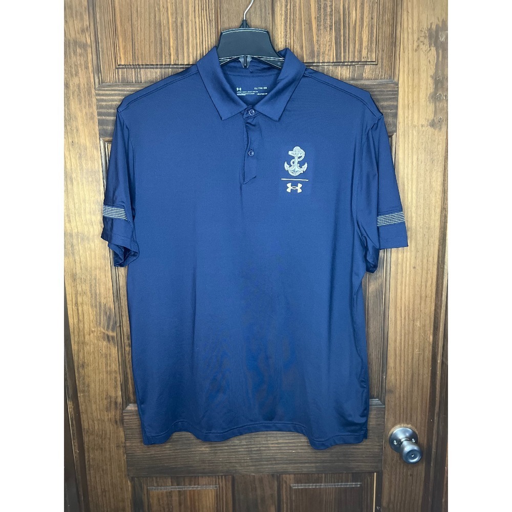 Under Armour Navy Polo Shirt HeatGear Athletic Golf Training XL